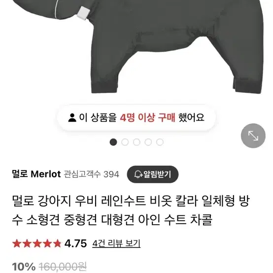 멀로 일체형 강아지 우비 강아지 비옷 L