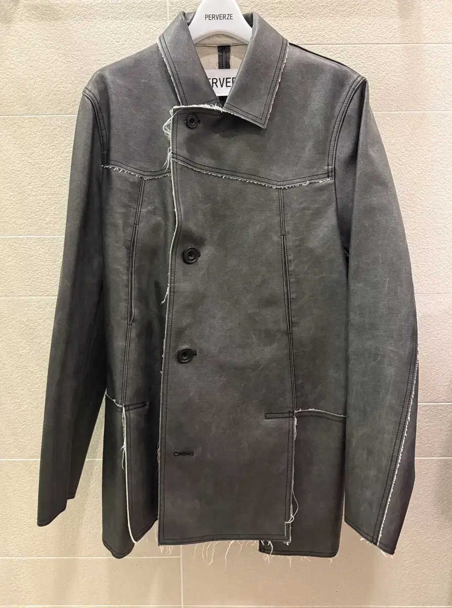 퍼버즈 레더자켓 washed leather flap jacket