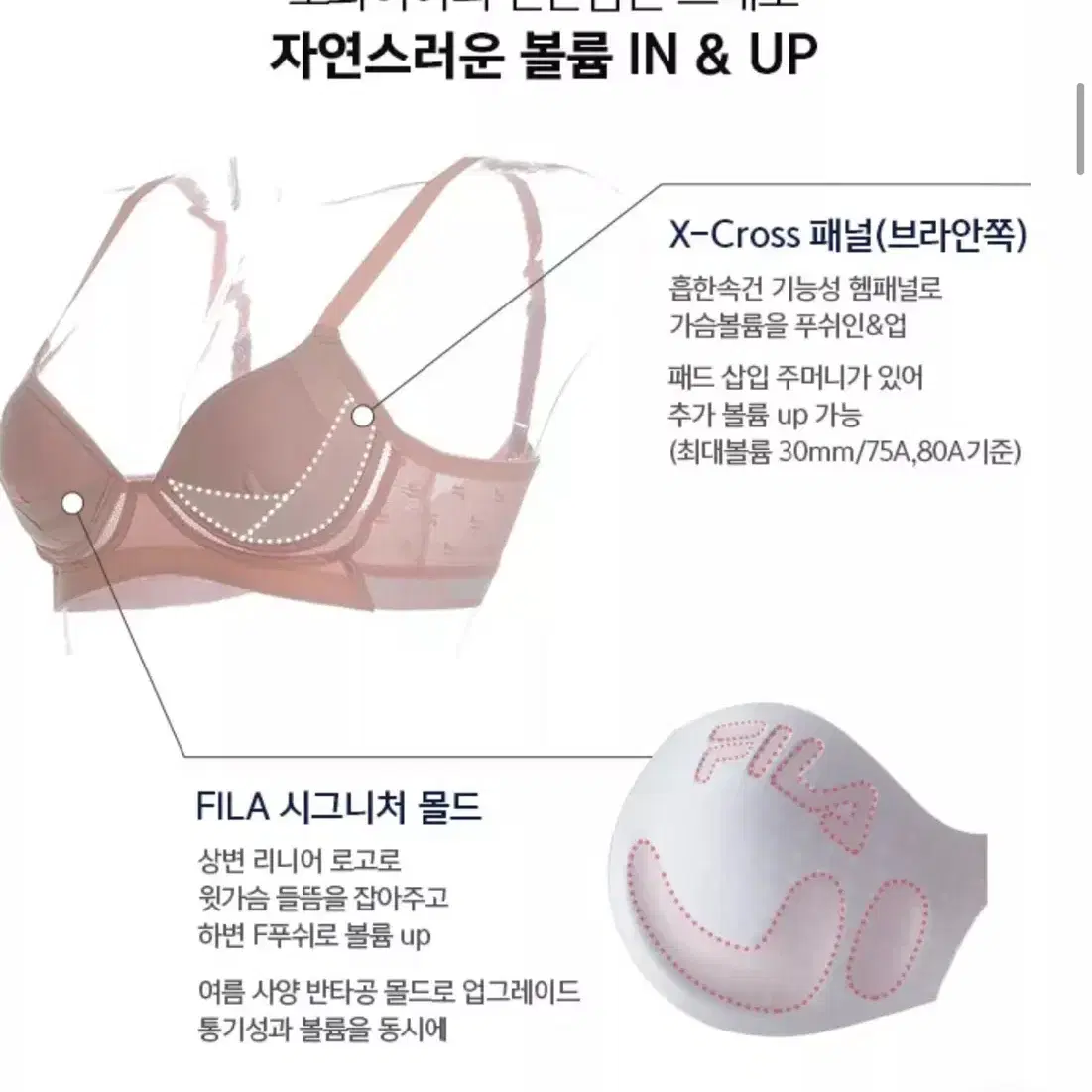 [새상품]FILA(휠라)노와이어 브라+팬티 +세컨팬티 세트(총 6종) 판