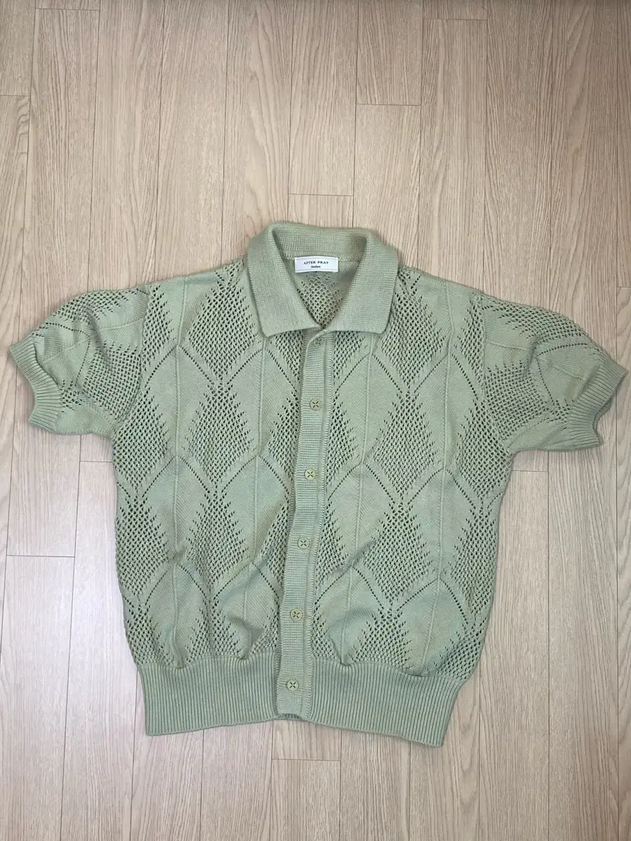 [M size]Afterpray Leaf Crochet Half Cardigan Avocado