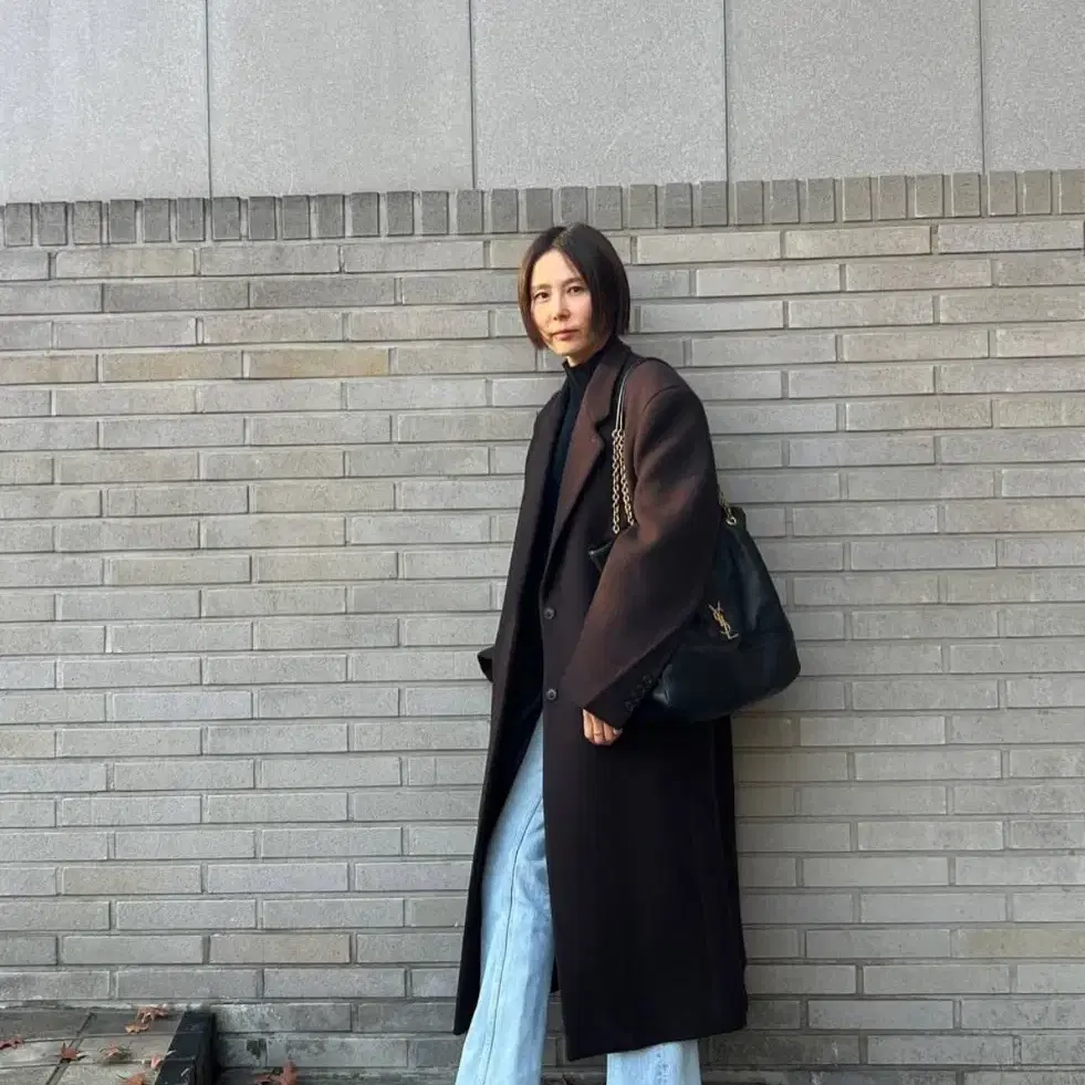 렉토 24FW 싱글 브레스티드 테일러드 코트 다크브라운