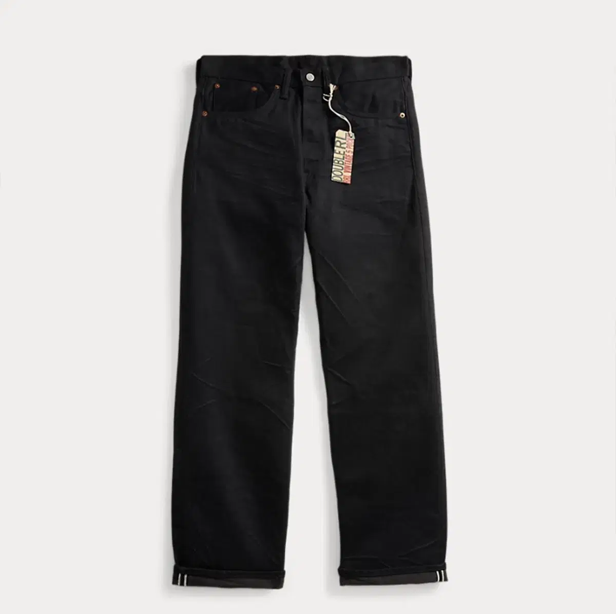 (32/new)RRL 5-pocket black-on-black selvedge jin double l...