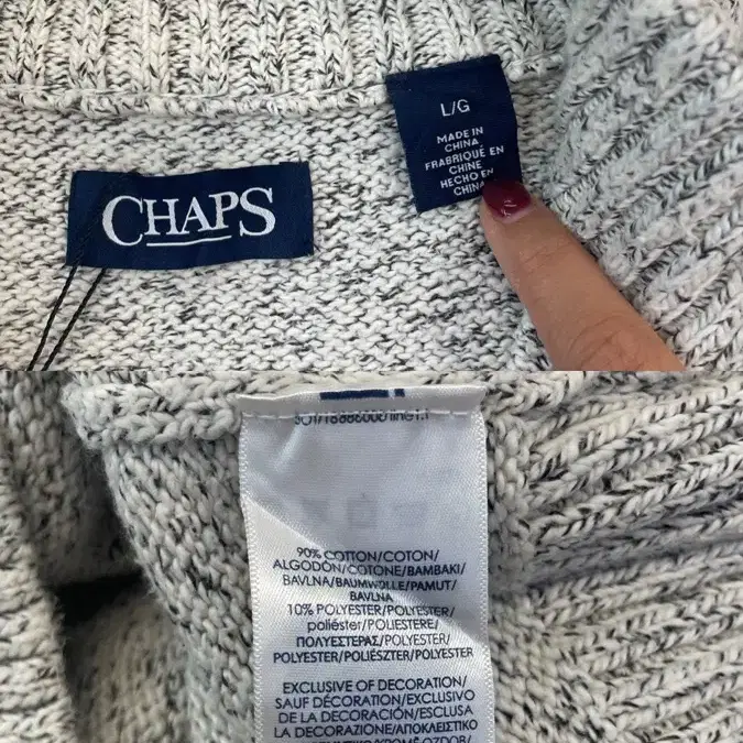 (L) CHAPS 챕스 랄프로렌 반집업 니트