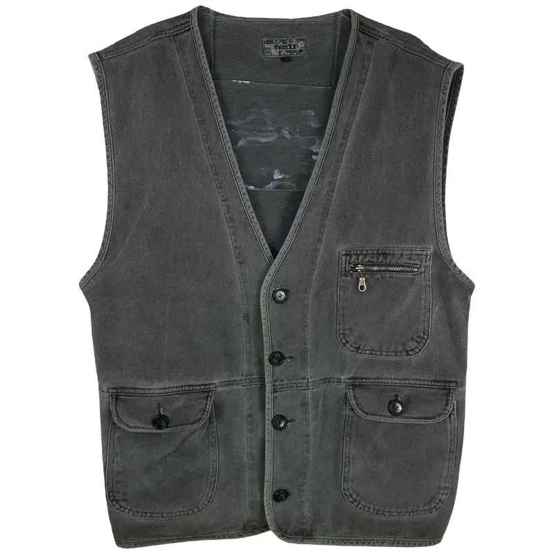 Manwanshop Vintage Amekaji Black Blue Work Vest Jo M04882