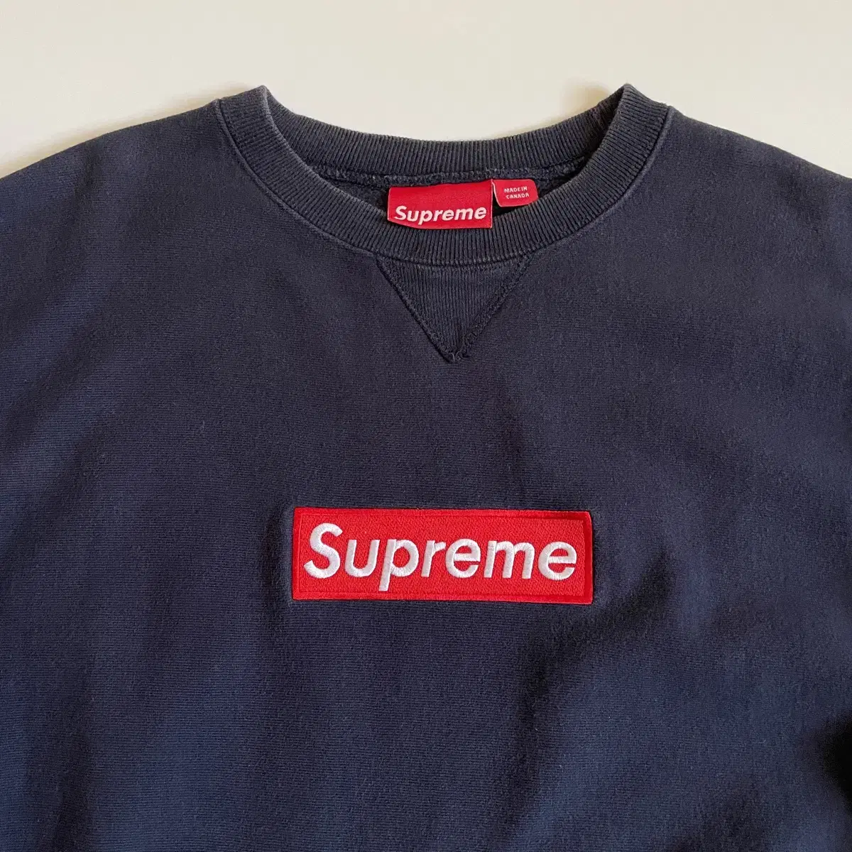 2001 Supreme OG Navy Box Logo Crew Neck Sweatshirt