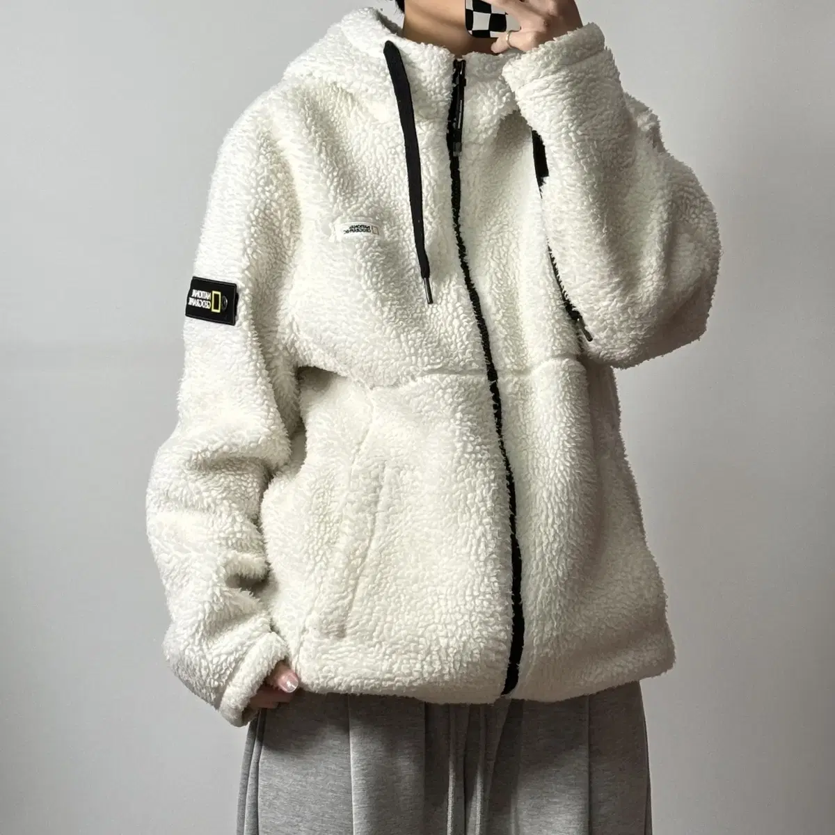 National Geographic Hooded Fleece Zip-Up White L [112604]