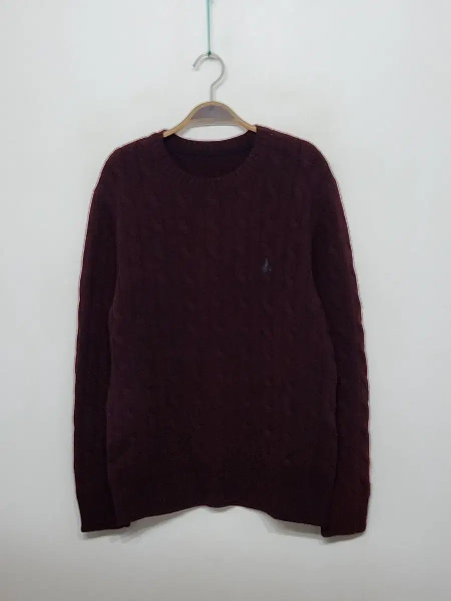 (100) Vinpole Pretzel Knit Burgundy Cable Logo Wool Sweater