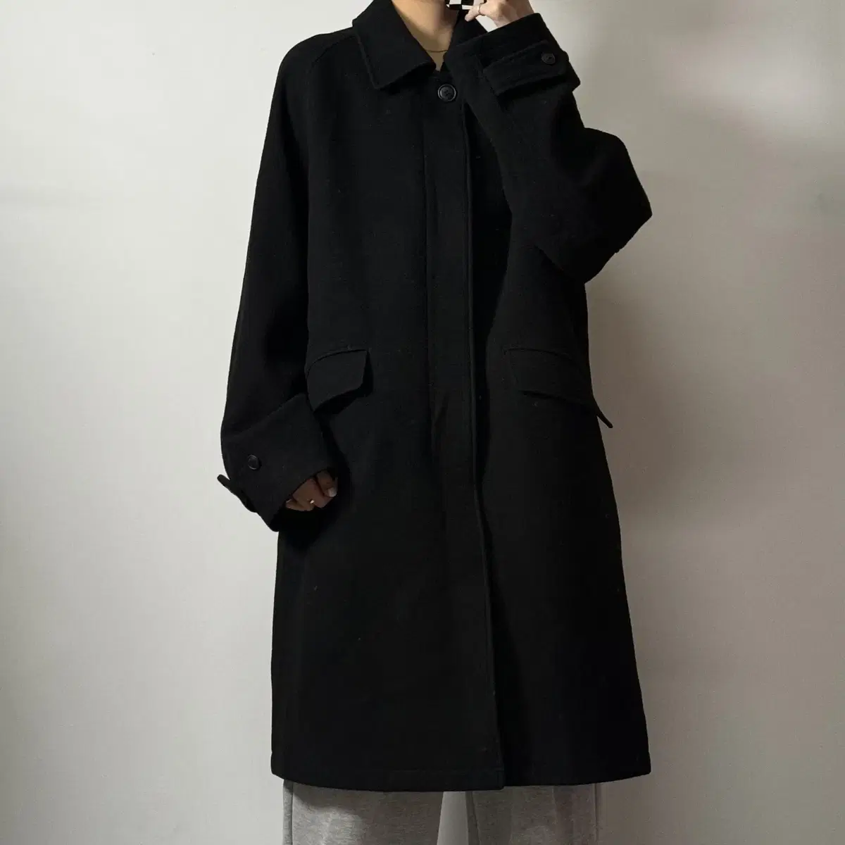 Coverknit Balmacan Long Coat Black L [112604]