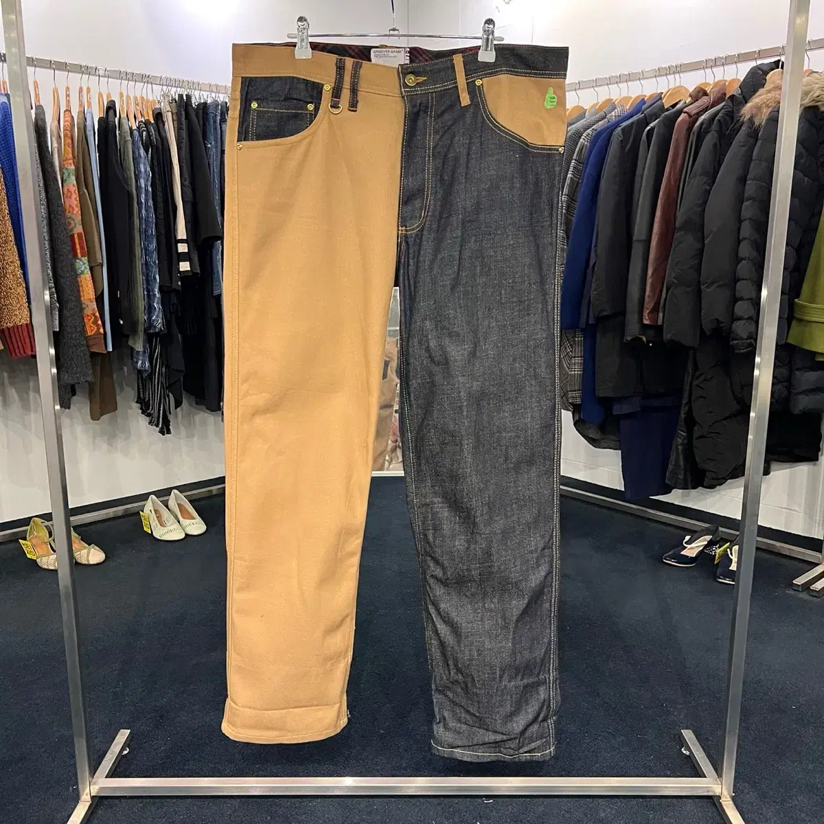 [TACKPO] [XL] GROOVER GRAND Two-Tone Cotton & Denim Pants