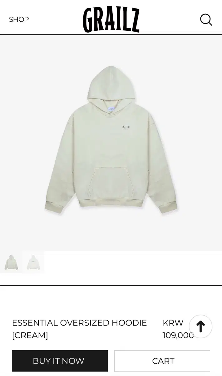 [3] grays essential oversized hoodie [cre