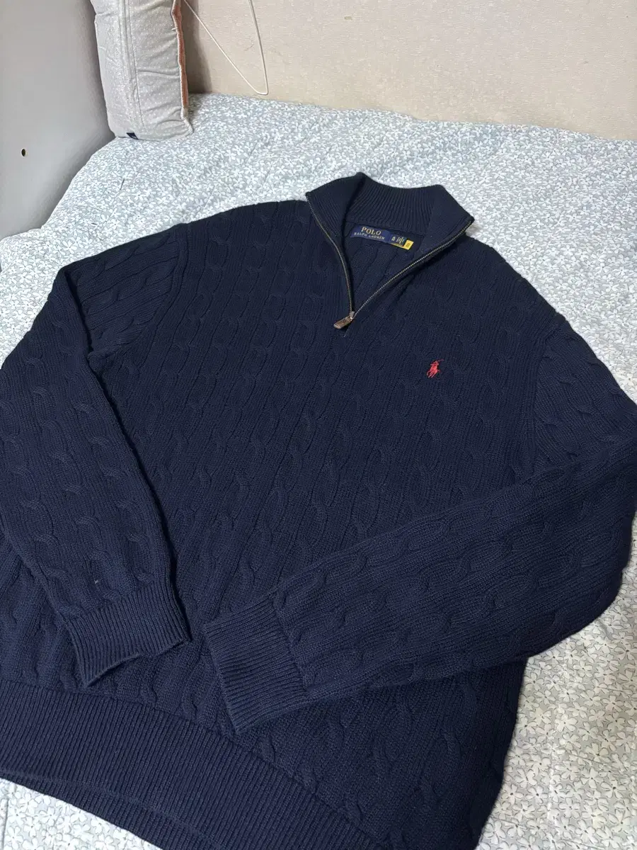 Original Price 380,000 Genuine) Polo Pretzel Knit Zip Up. XL Navy