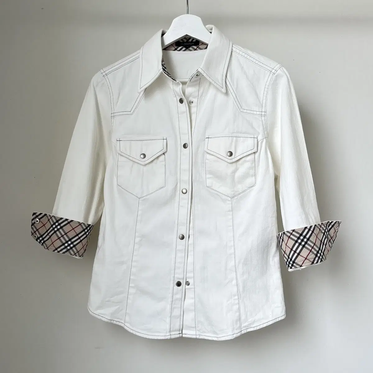 BUBERRY white cotton shirt Jacket