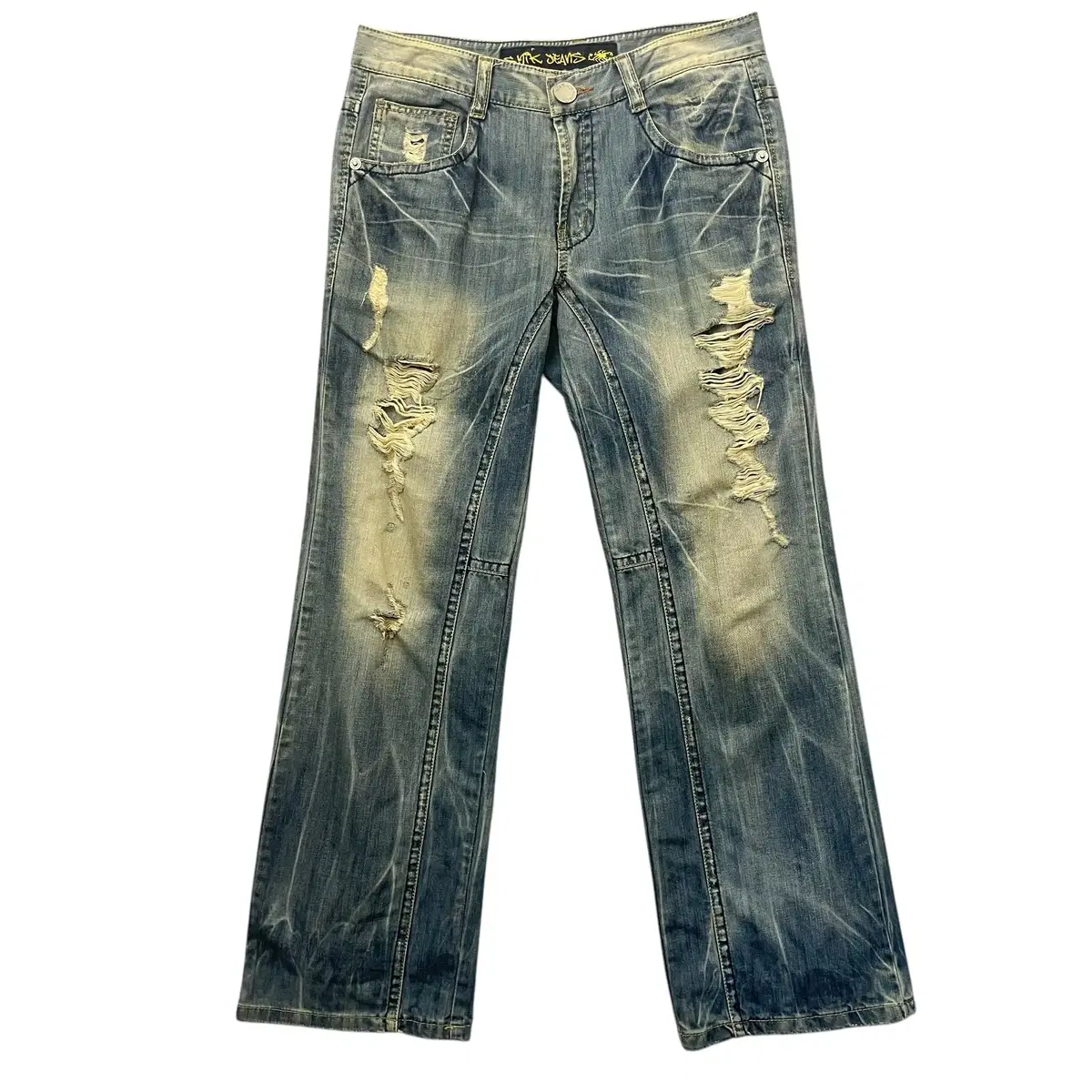 (34) S.NIK JEANS Damaged Wash Denim Pants L