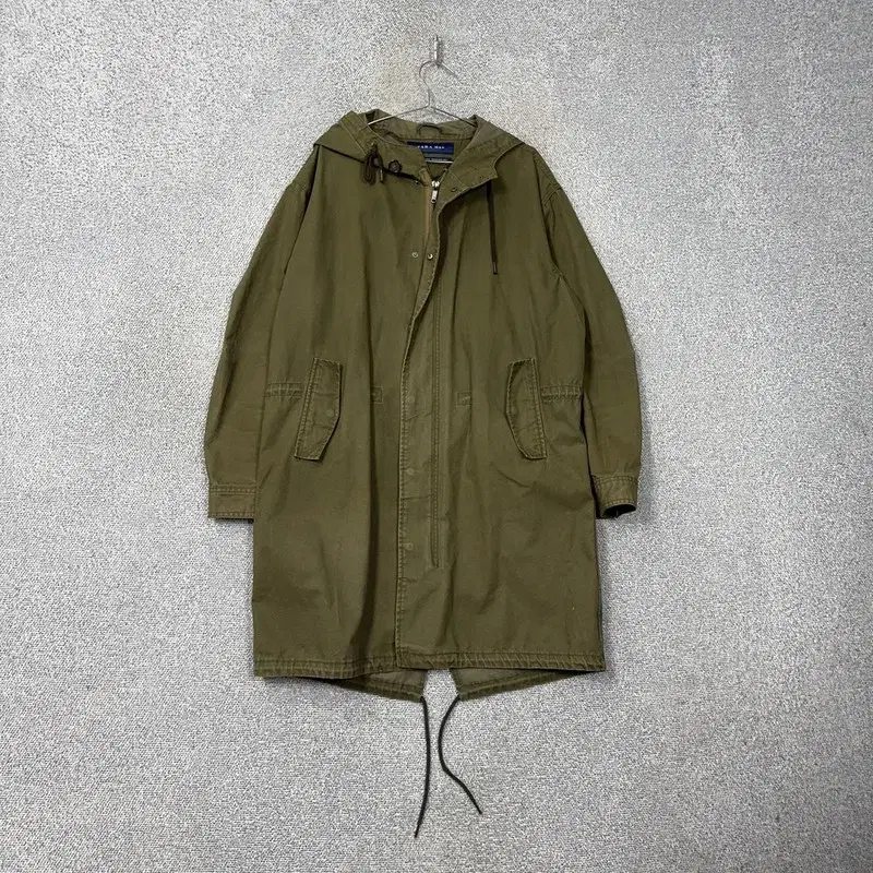 Zara Khaki Two-Pocket Overcoat Fishtail Vintage Field Coat L