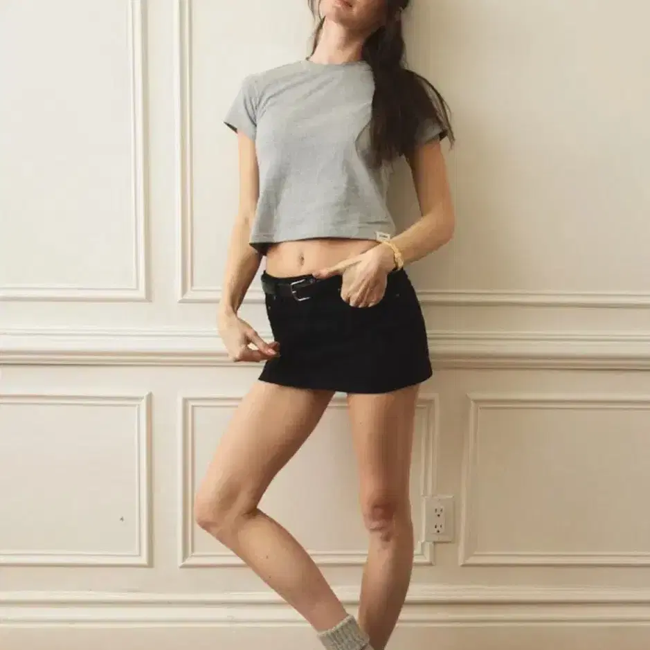 글로니(glowny) 99 LOW-RISE MINI SKIRT M 블랙