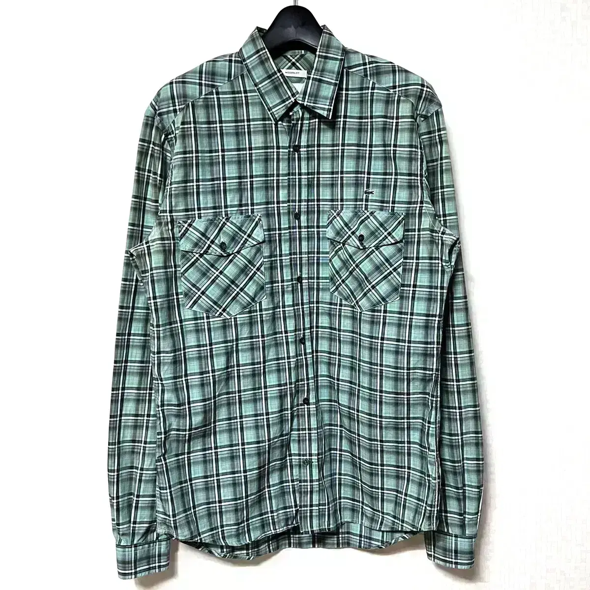 [M,95](Genuine) Lacoste Pocket Check Shirt Navy Green