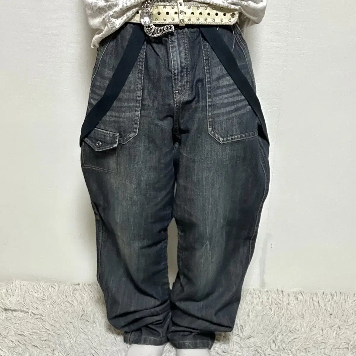 Battalion Chief Vintage Washed Detail Wide Denim Pants