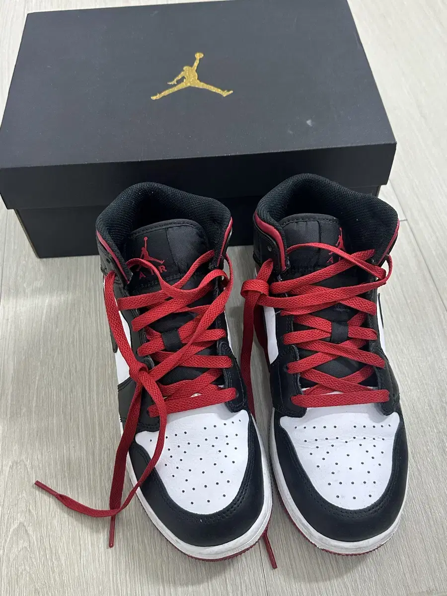 (GS) Jordan 1 Mid White Gym Red 240