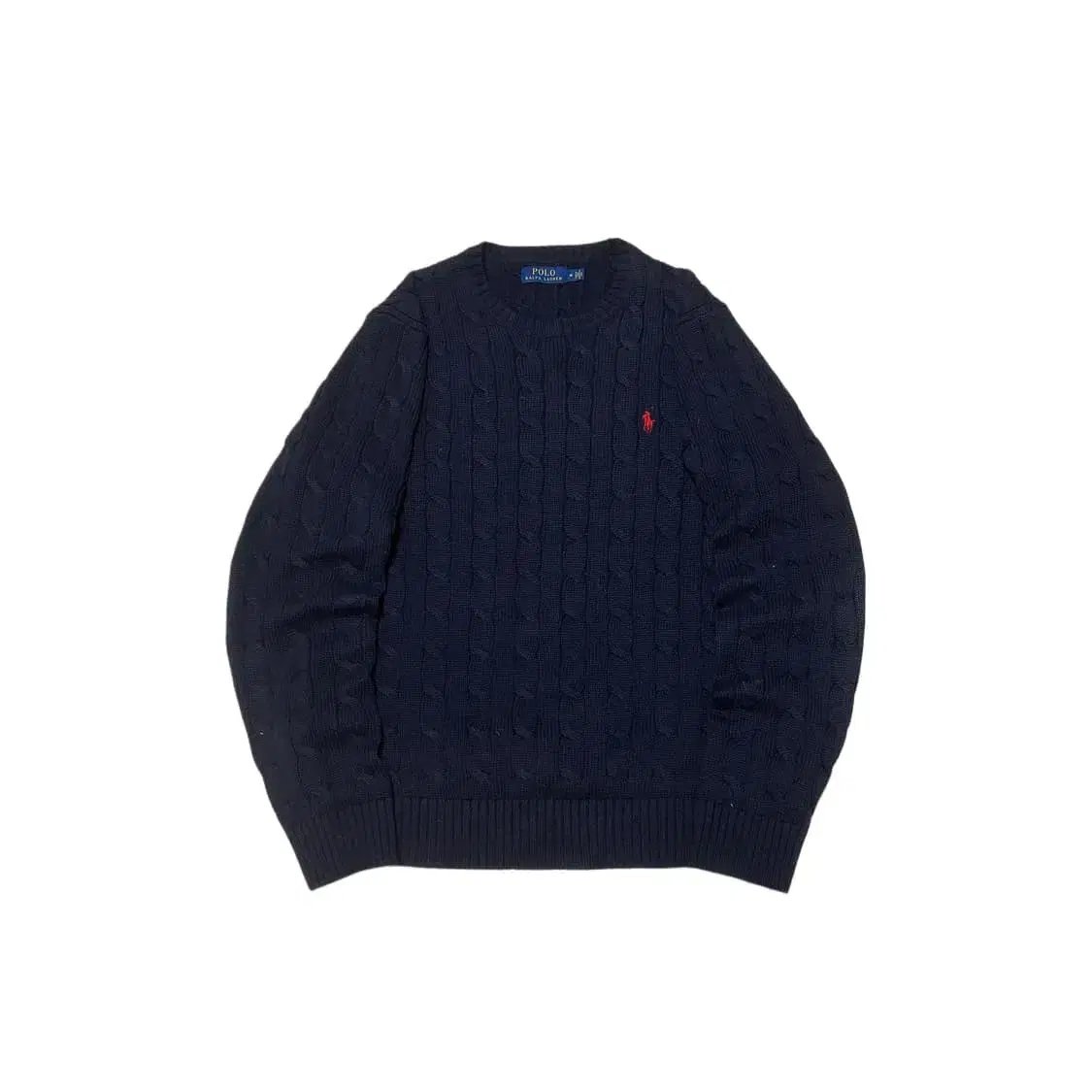 Polo Ralph Lauren Pretzel Cable Knit Navy Red Pony