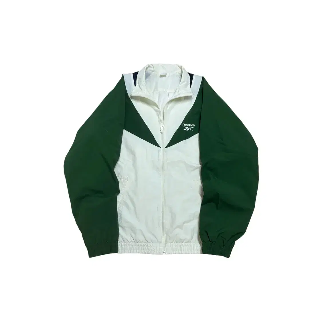 Reebok Oldschool Overfit Windbreaker Jacket White Green White Grass