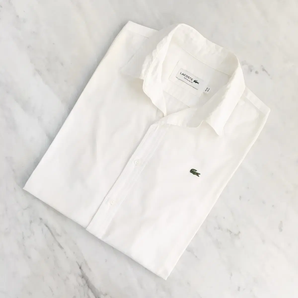 Lacoste White Long-sleeved cotton shirt men's size 105