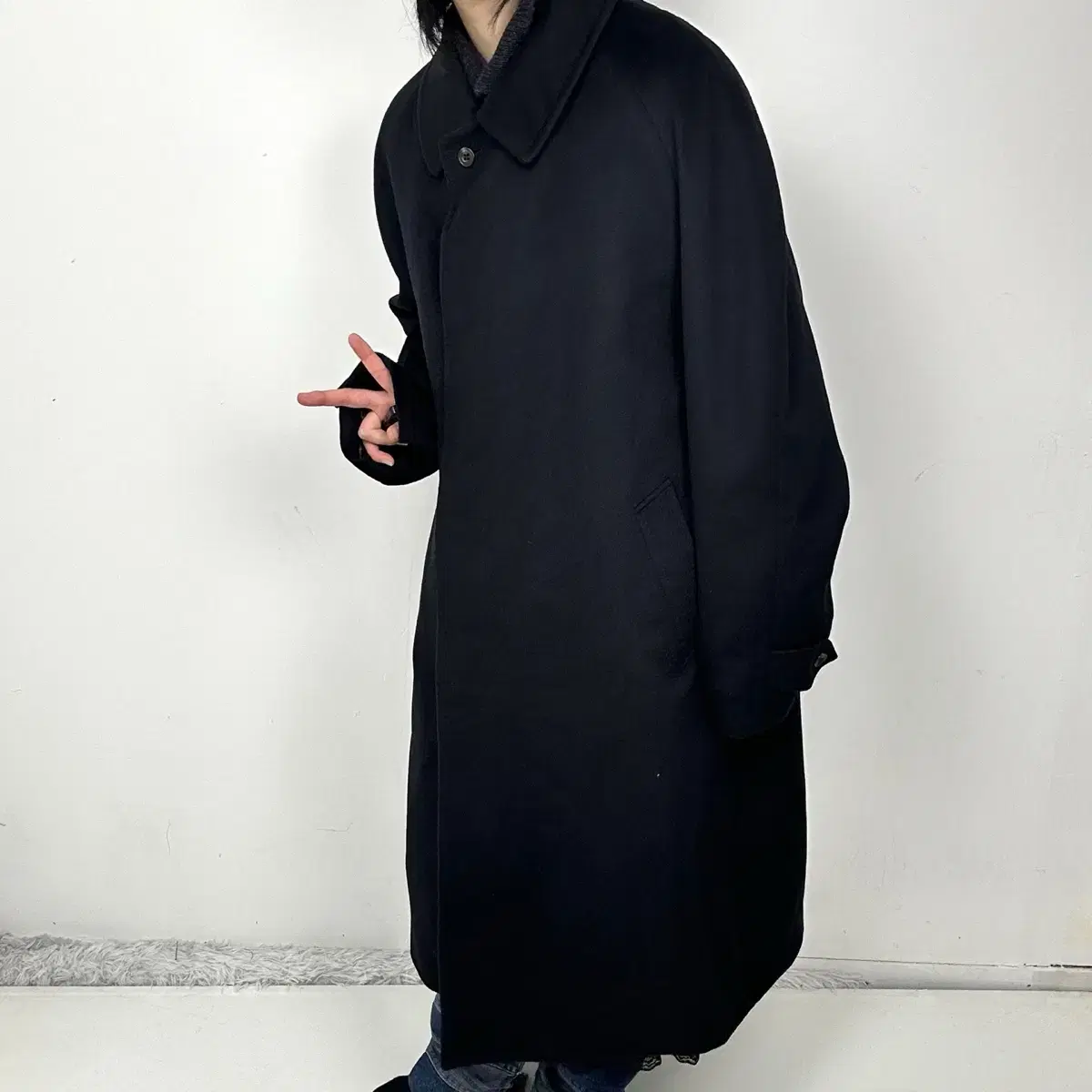 (FREE Shipping) Grandface Cashmere Black Long Coat