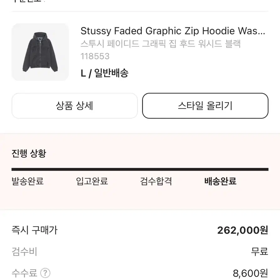 STUSSY 스투시 후드집업 ( 페이디드 그래픽 집 후드 워시드 블랙)