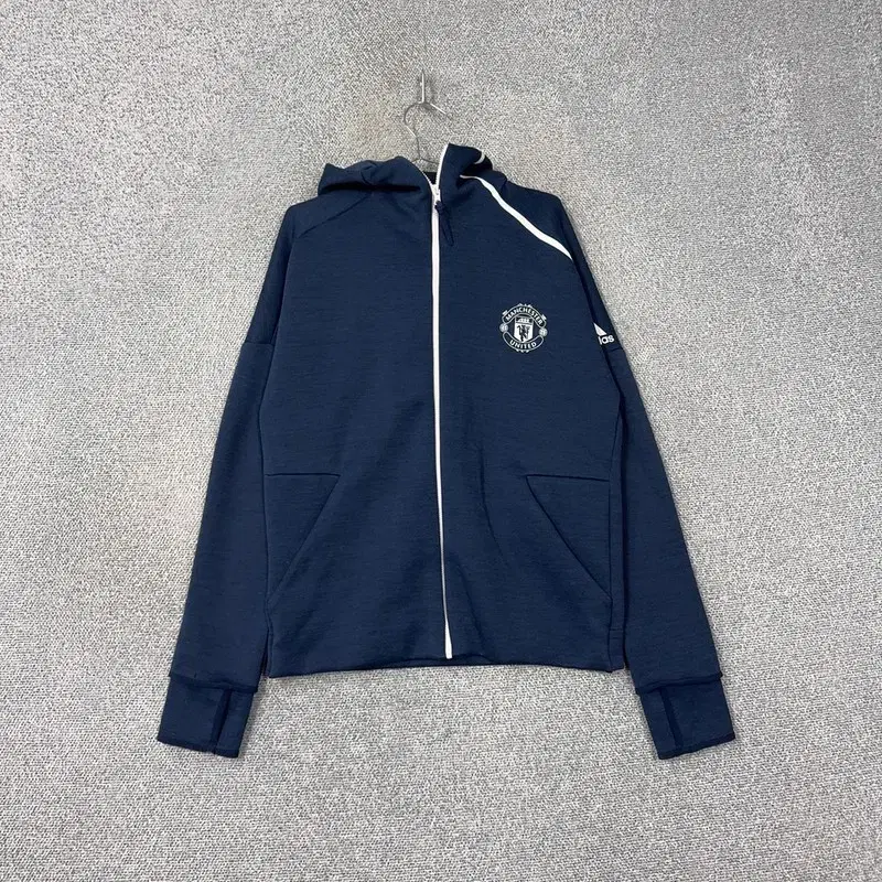 Adidas Navy Manchester United Logo Hoodie Zip Up L