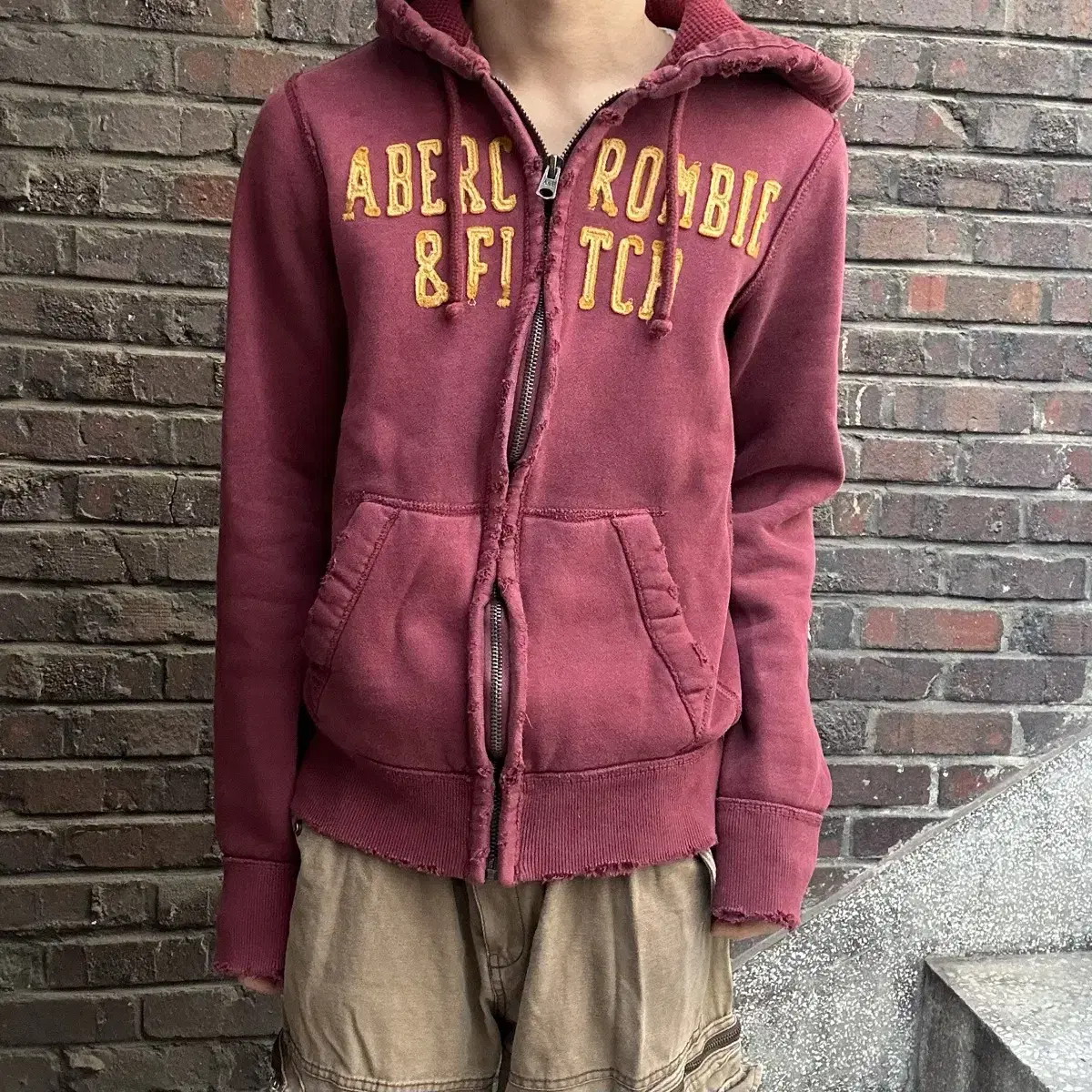 Battalion Chief Vintage Abercrombie Burgundy Spelling Overfit Hooded Zip Up