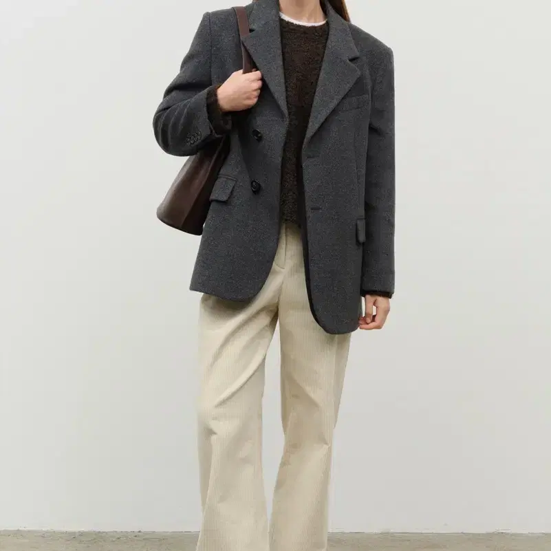 던스트 UNISEX LAYERED HEAVY WOOL BLAZER 차콜