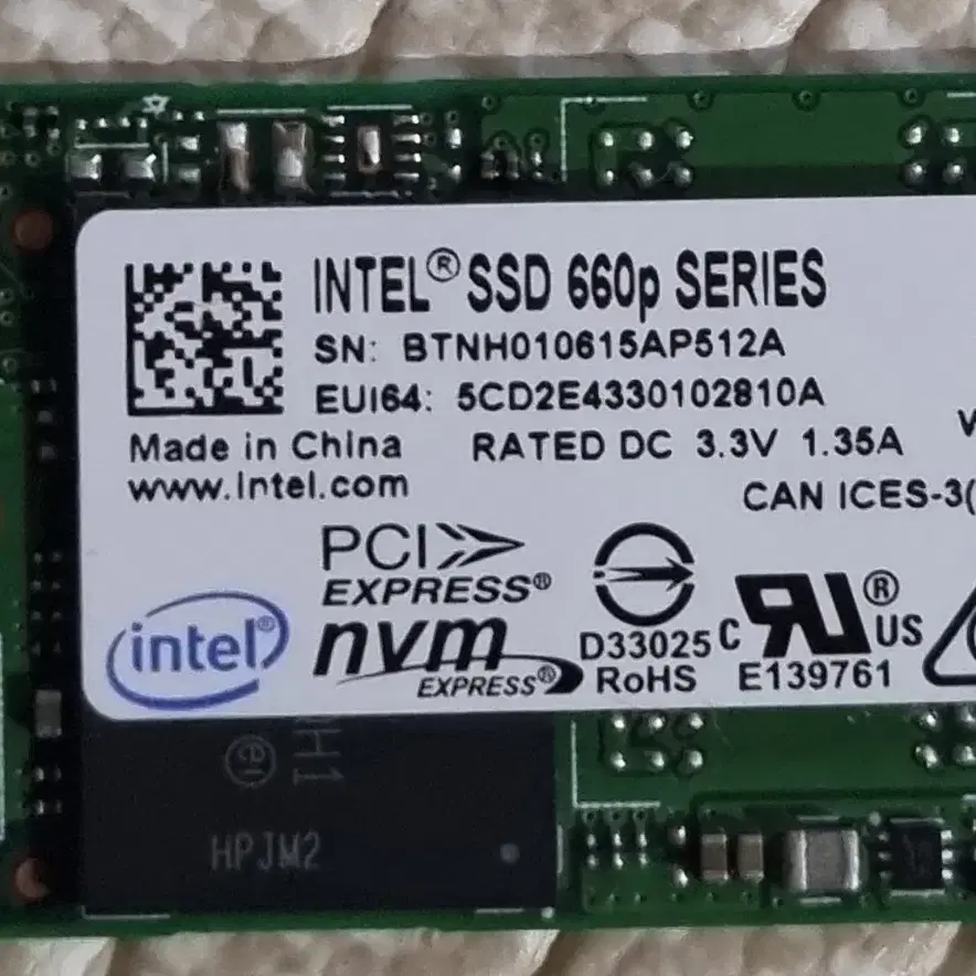 INTEL NVME 512G 팝니다