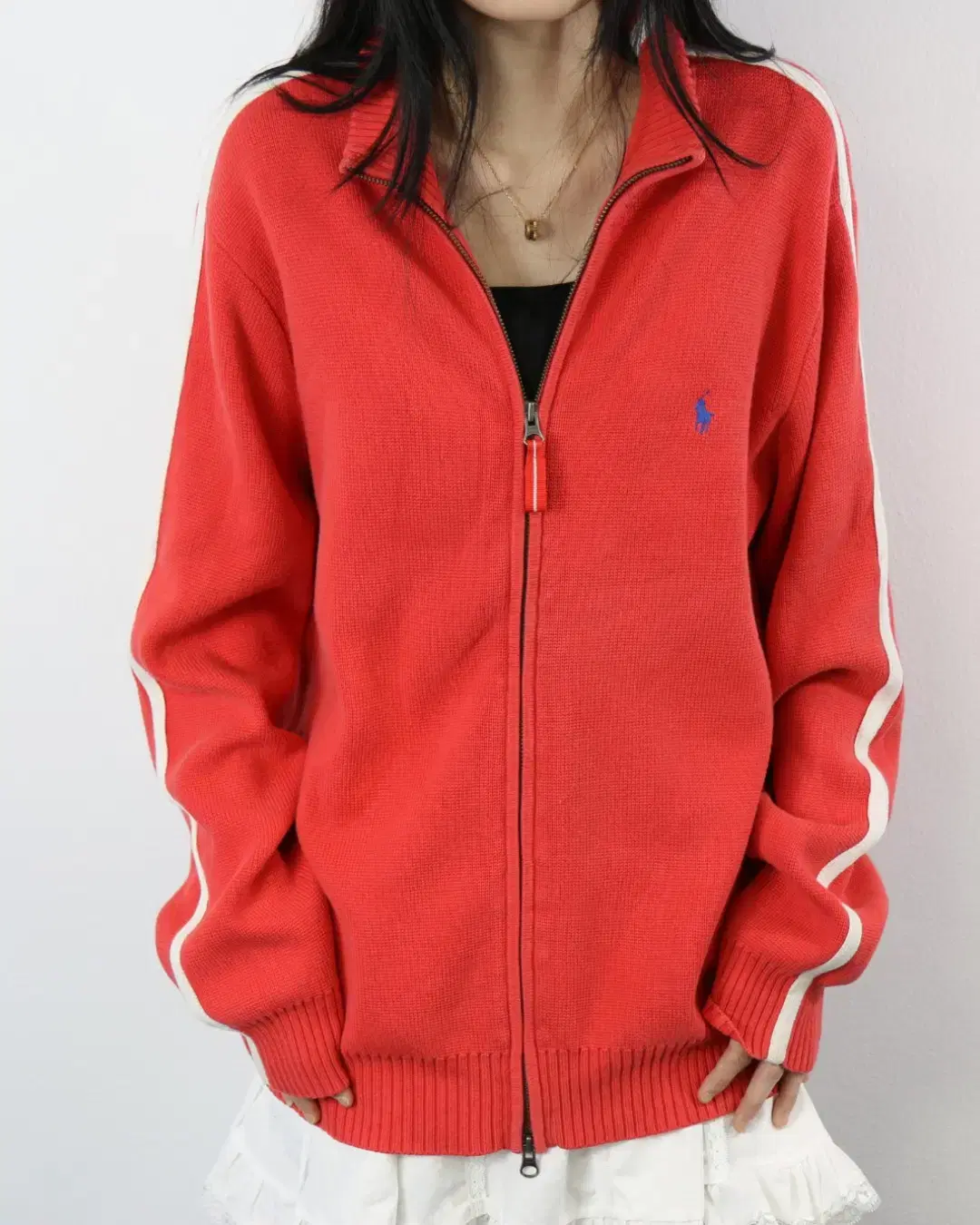 Polo Ralph Lauren Red-Pink Two-Way Knit Zip-Up