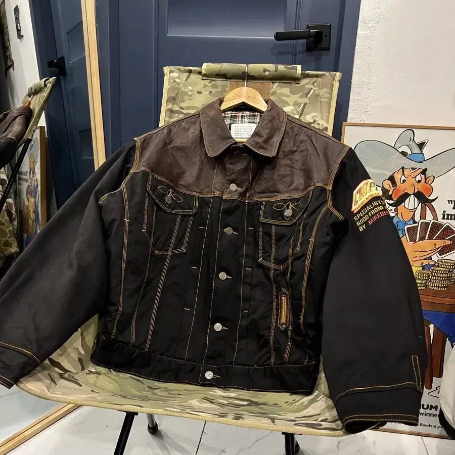 80s MIKEBIRNIES LEATHER TRUCKER 가죽트커커점퍼