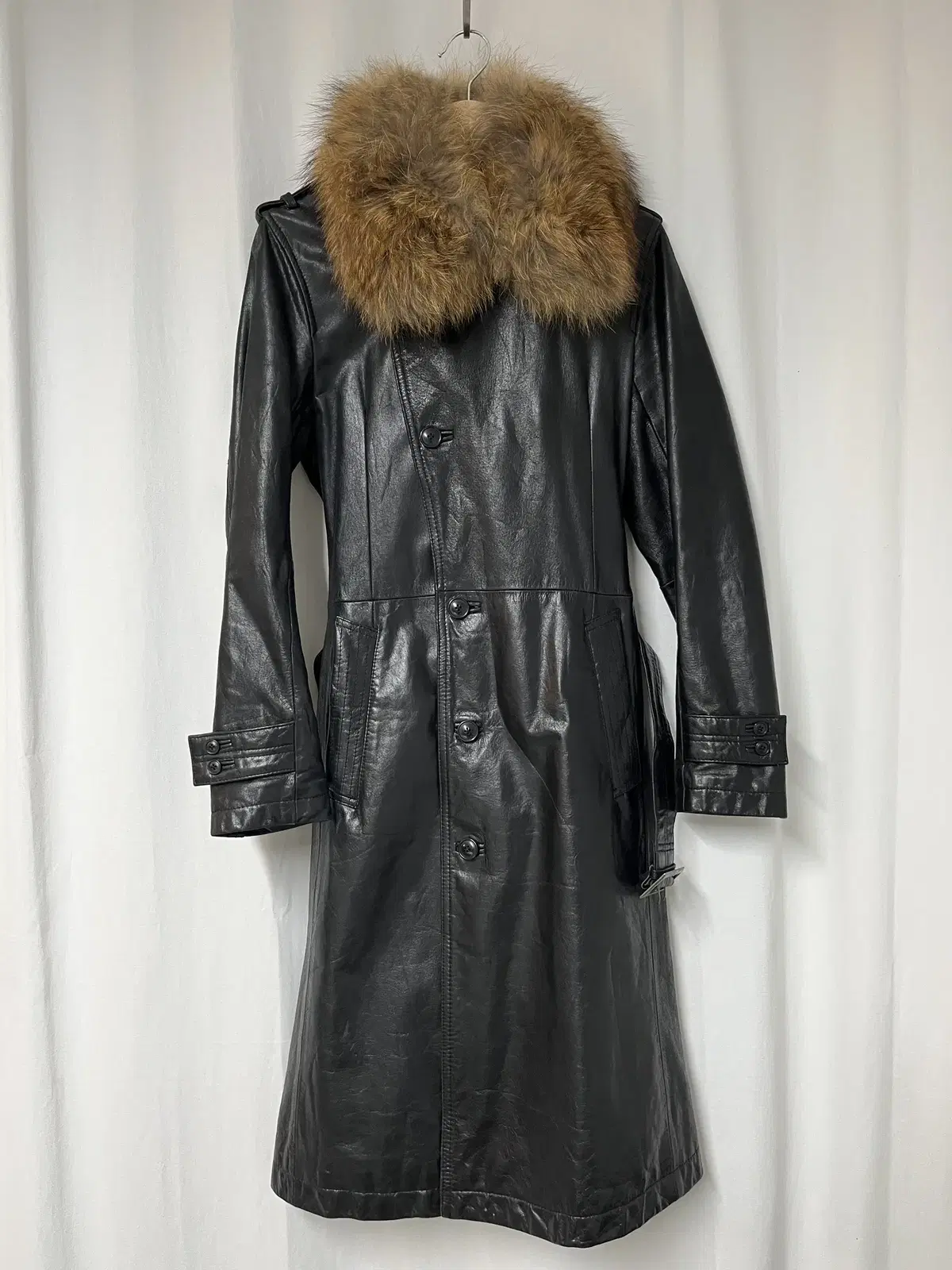 00's Tornado Mart Leather Long Coat