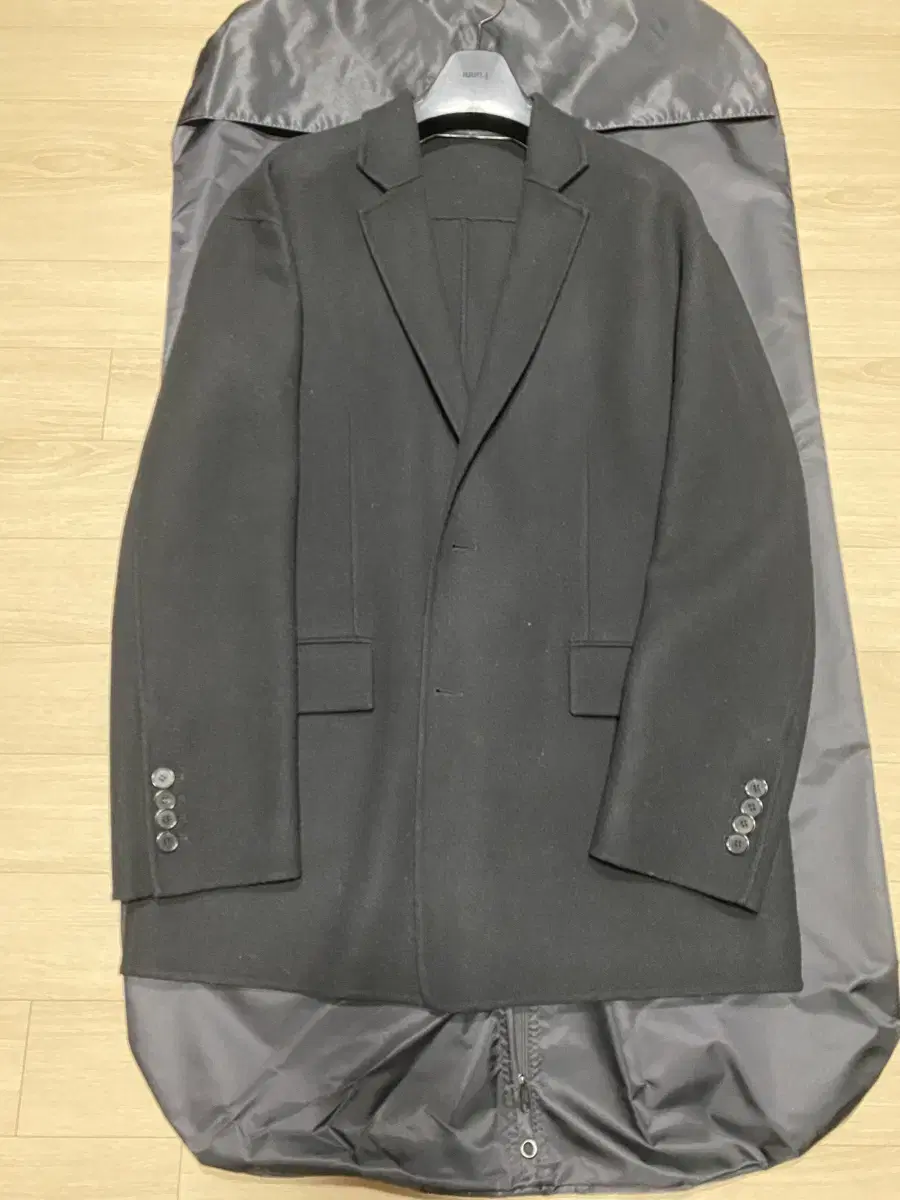 Junge semi overcoat handmade single-breasted wool coat black size 46