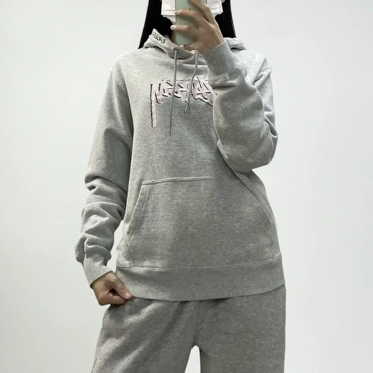 스투시 Stussy 라구나비치 핑크 스탁 자수 로고 후드티