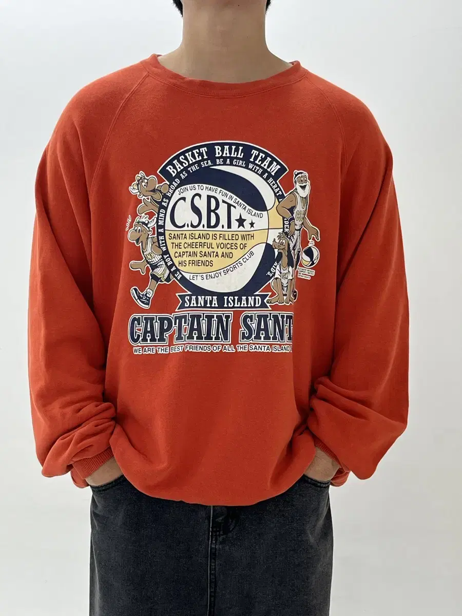 Captain Santa Basketball Team Orange Sweater