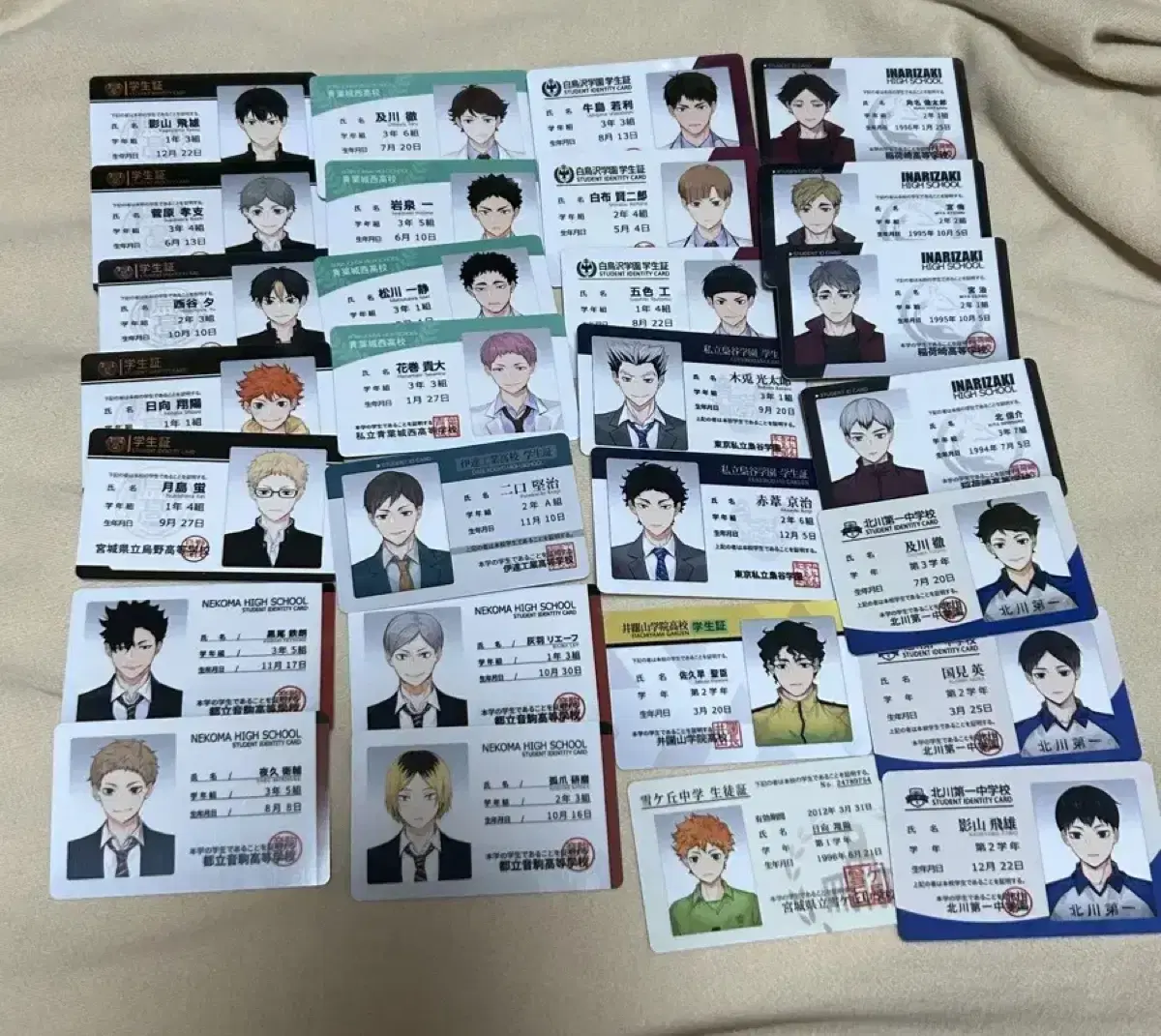 Haikyuu Rimomuniman Student ID card all types in bulk + certificates