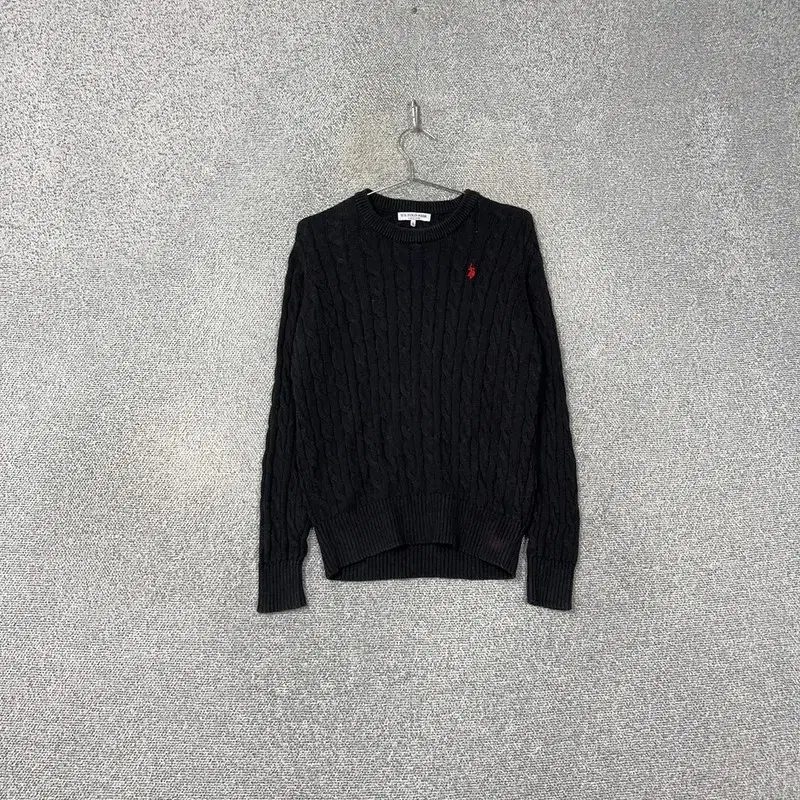 US Polo Ascension Logo Black Cable Pretzel Knit L