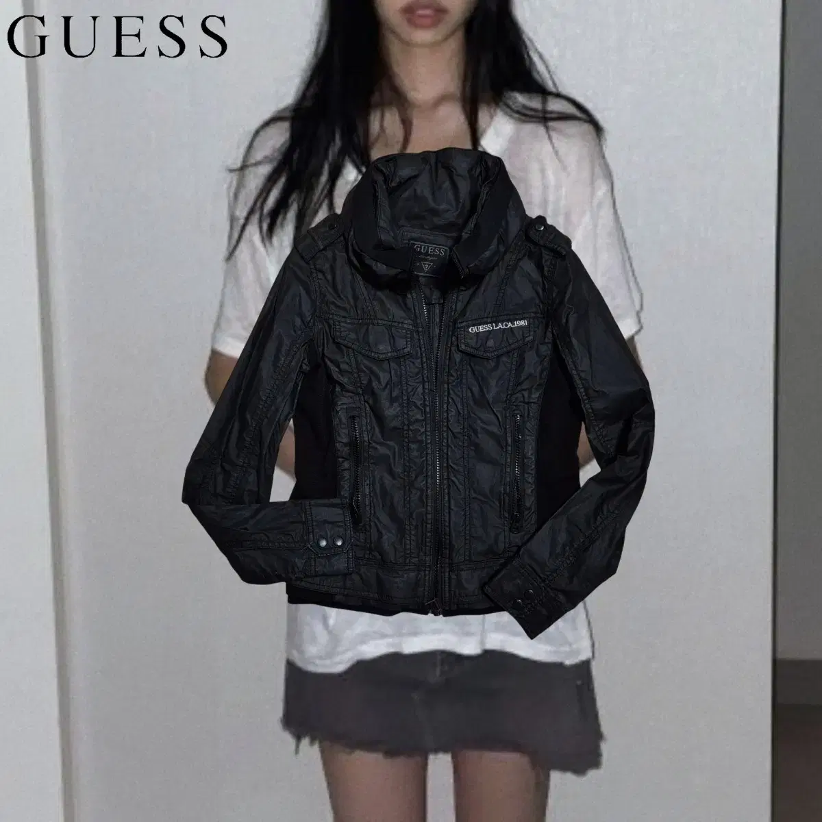 GUESS y2k Black zip-up