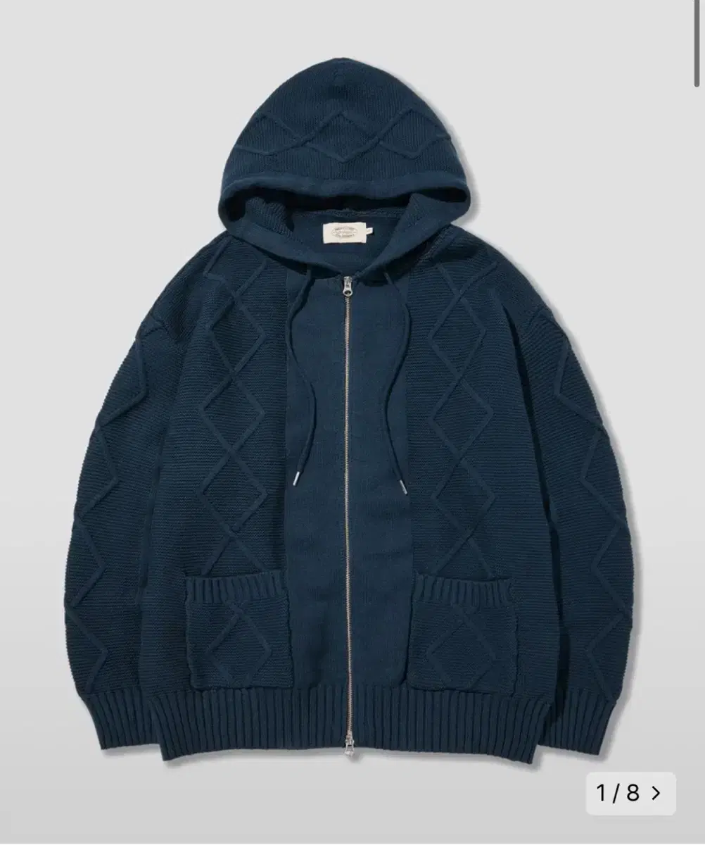 Amphist Zip-Up Knit Hood - bloo / XL