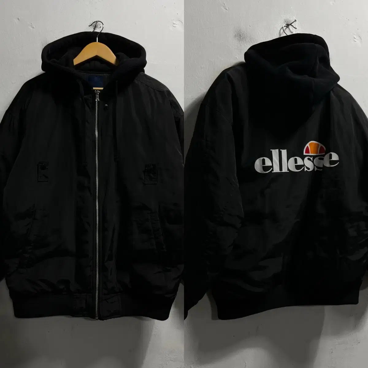 95-100 ellesse Big Logo Ma-1 Quilted Overfit Aviation Jumper