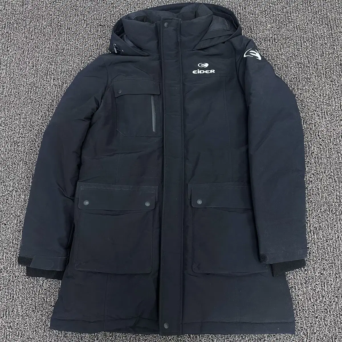 Iather Duck Down Long Puffer Jacket Black 95(M)