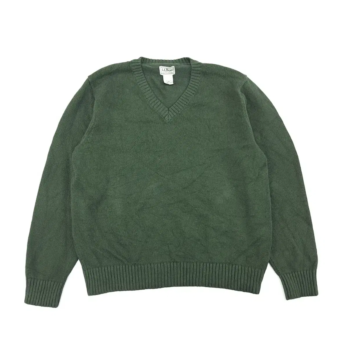 (CS157)L Elvin Green V-Neck Knit Sweater knit