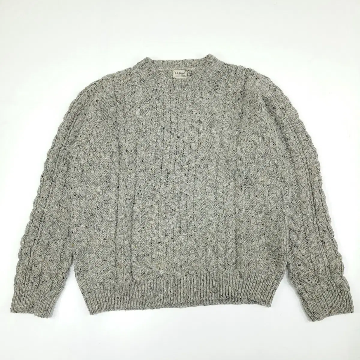 (CS160)L Elvin pretzel gray aran wool knit sweater knit