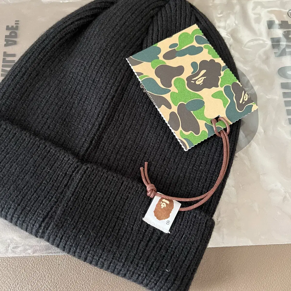 [새상품] BAPE 베이프 원 포인트 니트 캡 블랙