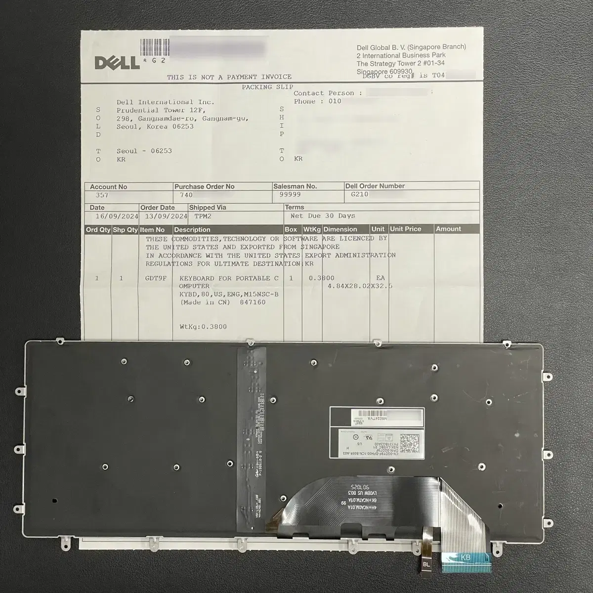 DELL 노트북용 GDT9F 키보드 (XPS 9570)