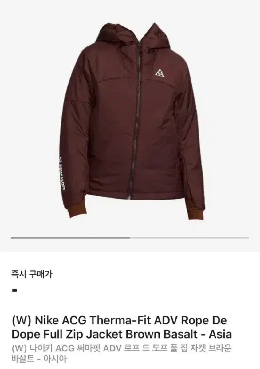 나이키 ACG 써마핏 ADV 로프 드 도프 풀 집 자켓 브라운 바살트