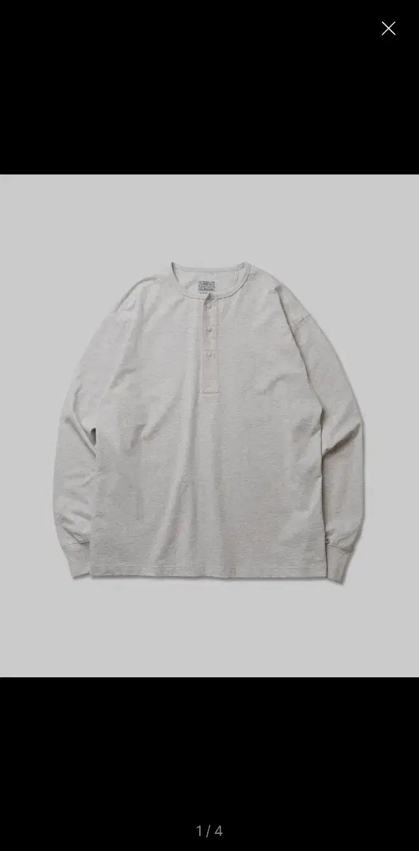 NEW) Non-heavyweight henry neck long sleeve melange gray 3 sizes