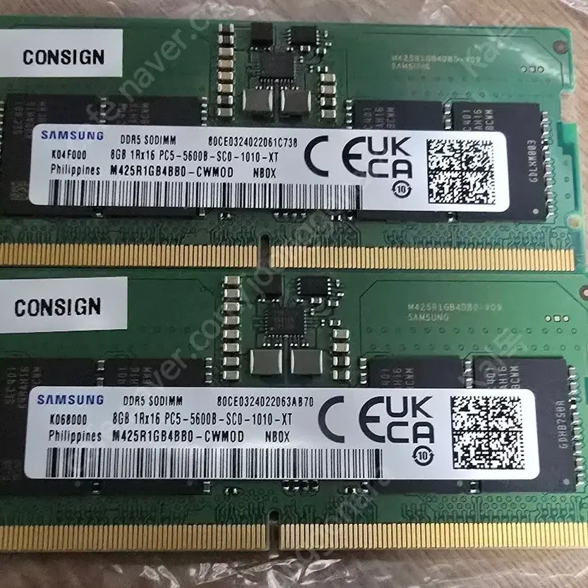 삼성 DDR5 PC5-5600 노트북RAM 8GB x 2개 팝니다.